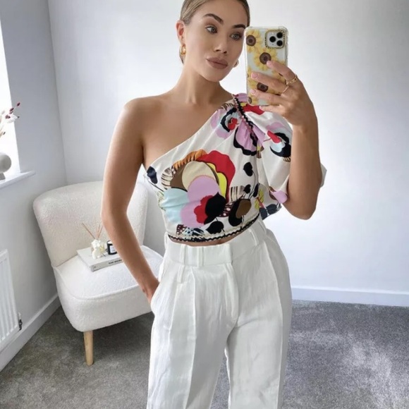 Zara Floral Print Top Asymmetric - Picture 6 of 8